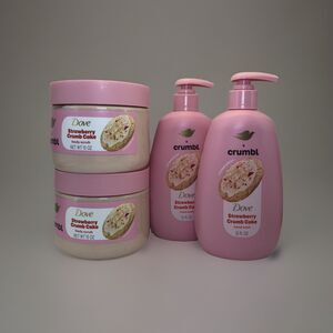 Dove x Crumbl Strawberry Crumb Cake Set 4 Body Scrub Hand Wash Limited Edition